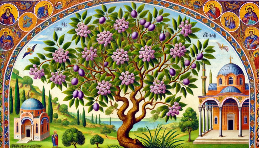 Melia azedarach tree in Byzantine art style