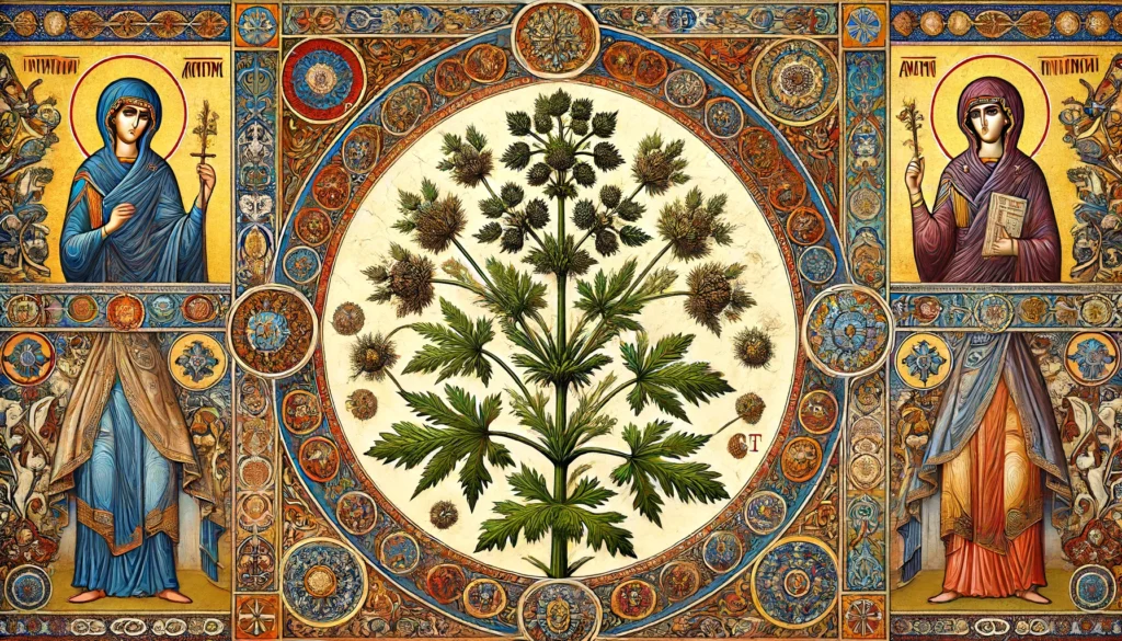 Caraway plant in Byzantine Art style