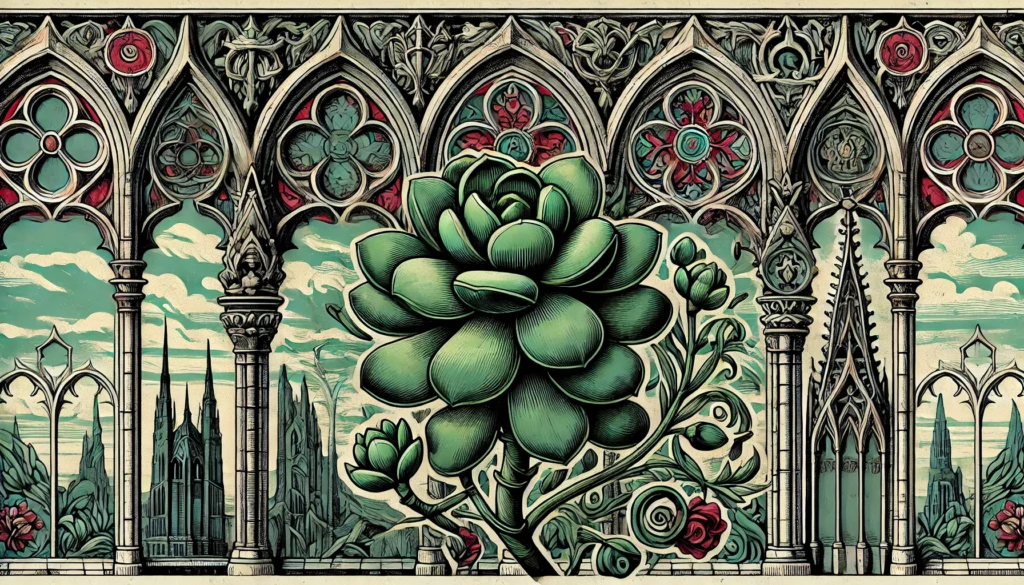 Gothic-style illustration of a Jade Plant