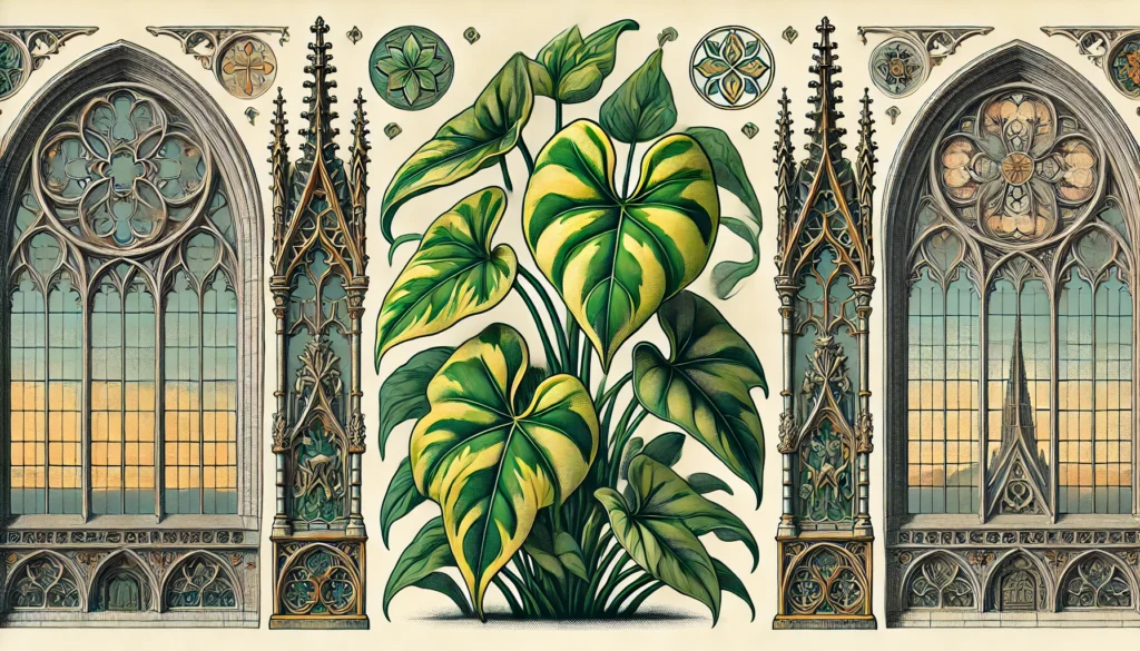 Gothic-style illustration of an Ivy Arum plant