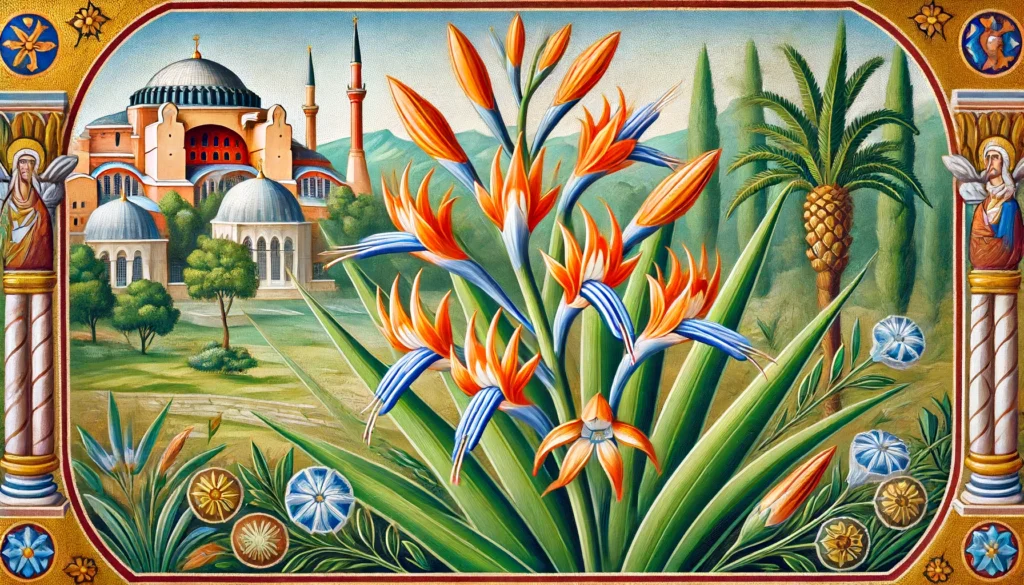 Bird's tongue flower in Byzantine art style