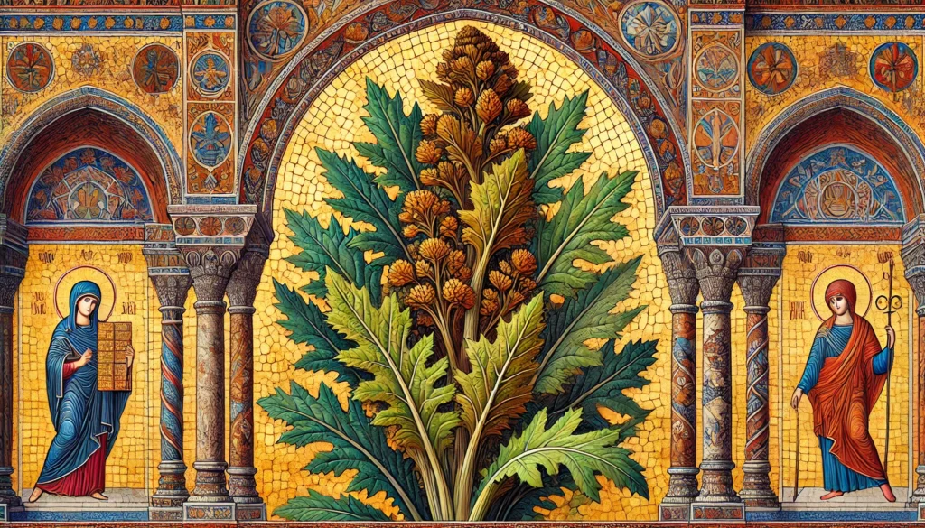 Byzantine Art Style Illustration of a Dock Plant